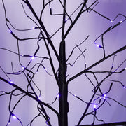 3 Pac Halloween Spooky Tree With Purple Lights, 4FT 5FT And 6FT, Lighted Black Tree For Halloween Decoration
