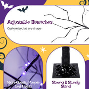 3 Pac Halloween Spooky Tree With Purple Lights, 4FT 5FT And 6FT, Lighted Black Tree For Halloween Decoration